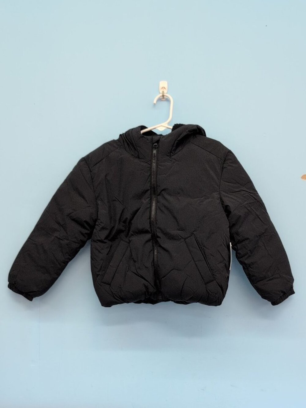 Old Navy Water Resistant Hooded Long Sleeve Girls Puffer Jacket XS(5) Black
